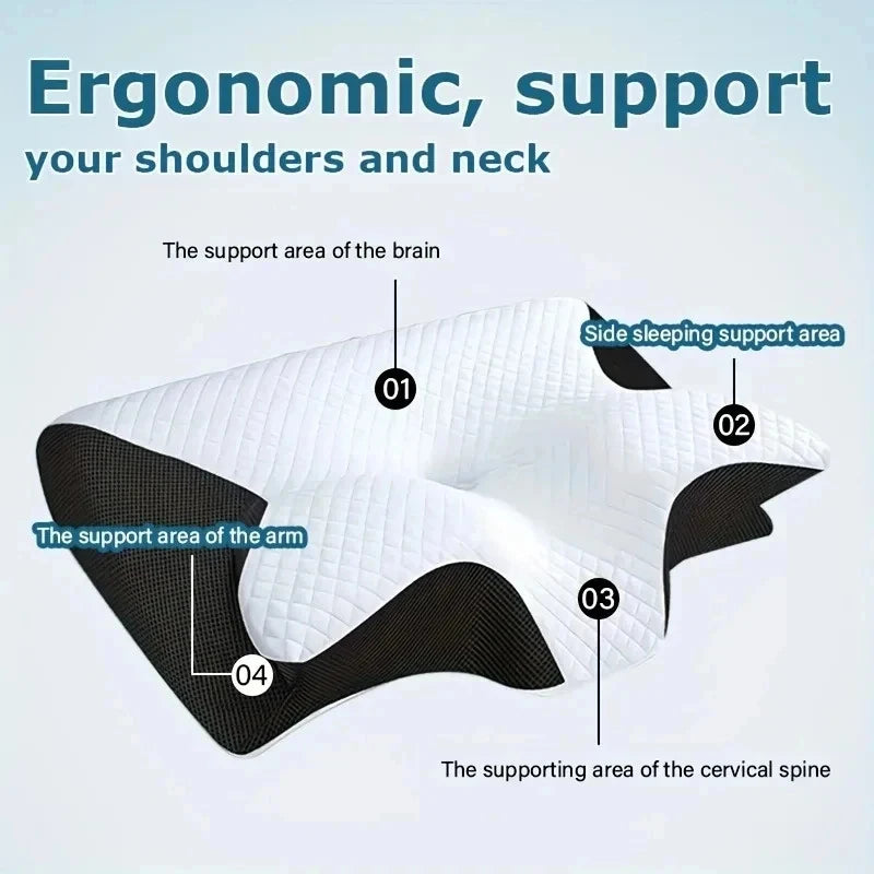 Neck Pain Relief Memory Foam Neck Pillow Ergonomic Orthopedic Cervical Support Breathable for Side Back Stomach Sleepers Bed