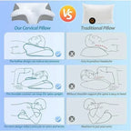 Neck Pain Relief Memory Foam Neck Pillow Ergonomic Orthopedic Cervical Support Breathable for Side Back Stomach Sleepers Bed