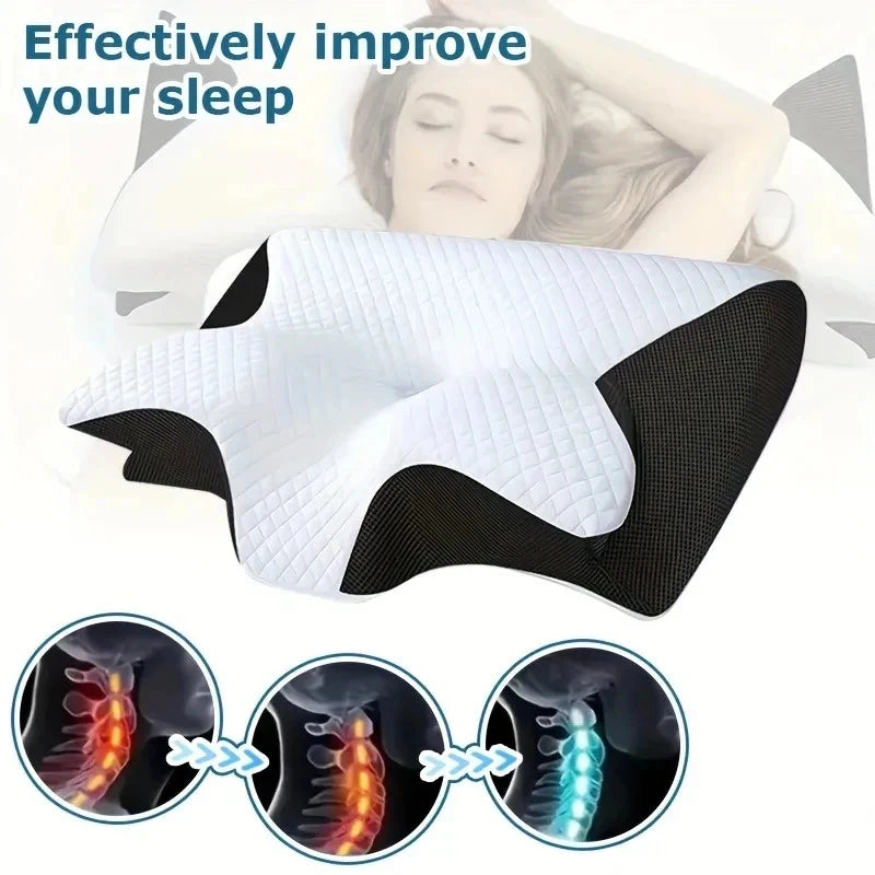 Neck Pain Relief Memory Foam Neck Pillow Ergonomic Orthopedic Cervical Support Breathable for Side Back Stomach Sleepers Bed