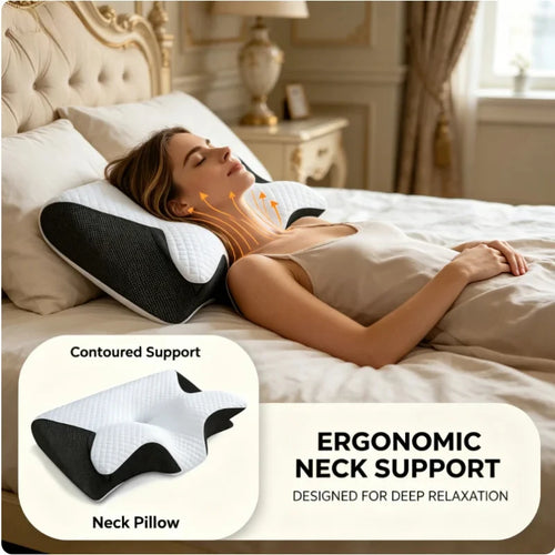 Neck Pain Relief Memory Foam Neck Pillow Ergonomic Orthopedic Cervical Support Breathable for Side Back Stomach Sleepers Bed